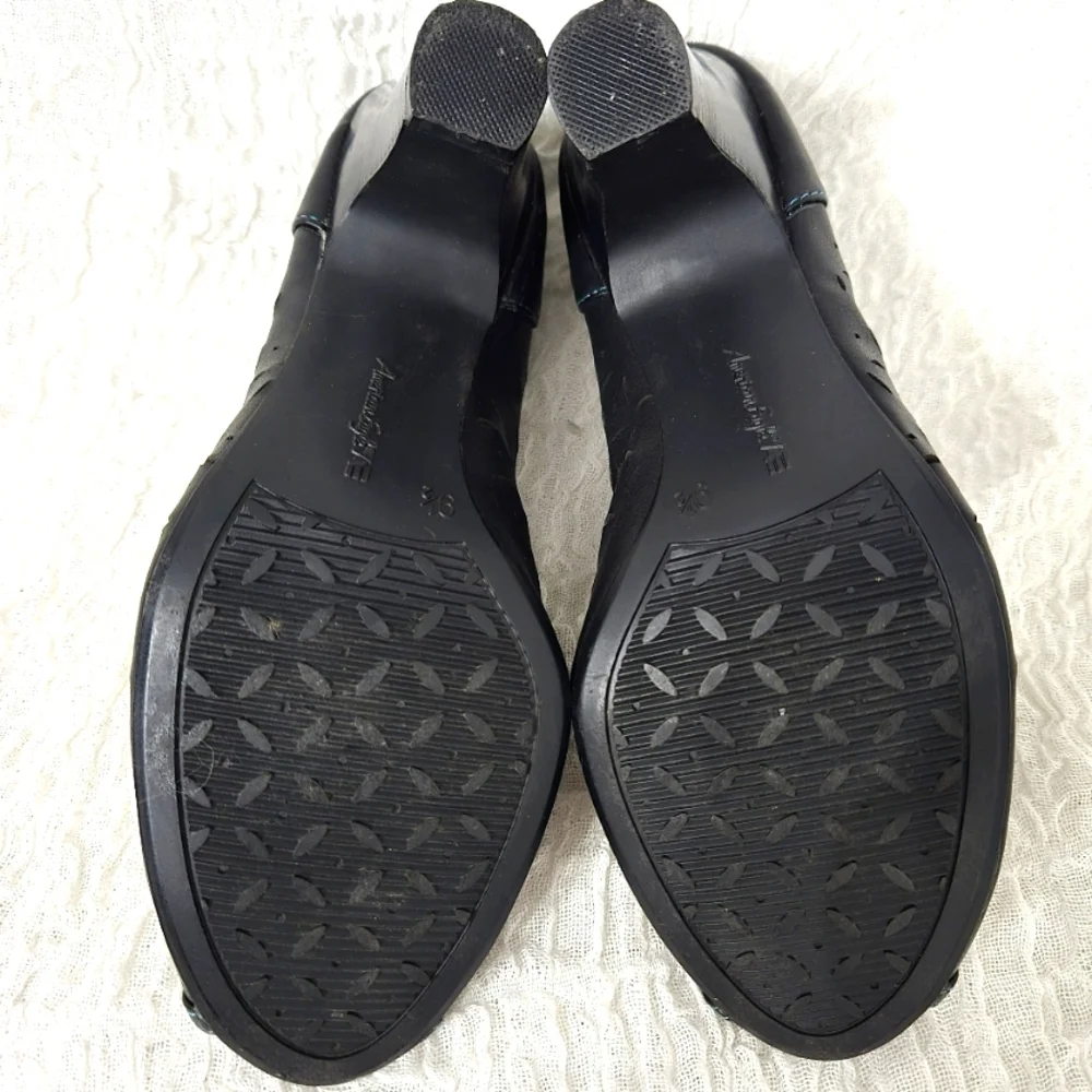 Women's Black Sz 9.5 High Heels pumps cut‎ out design Peep Toe Officecore